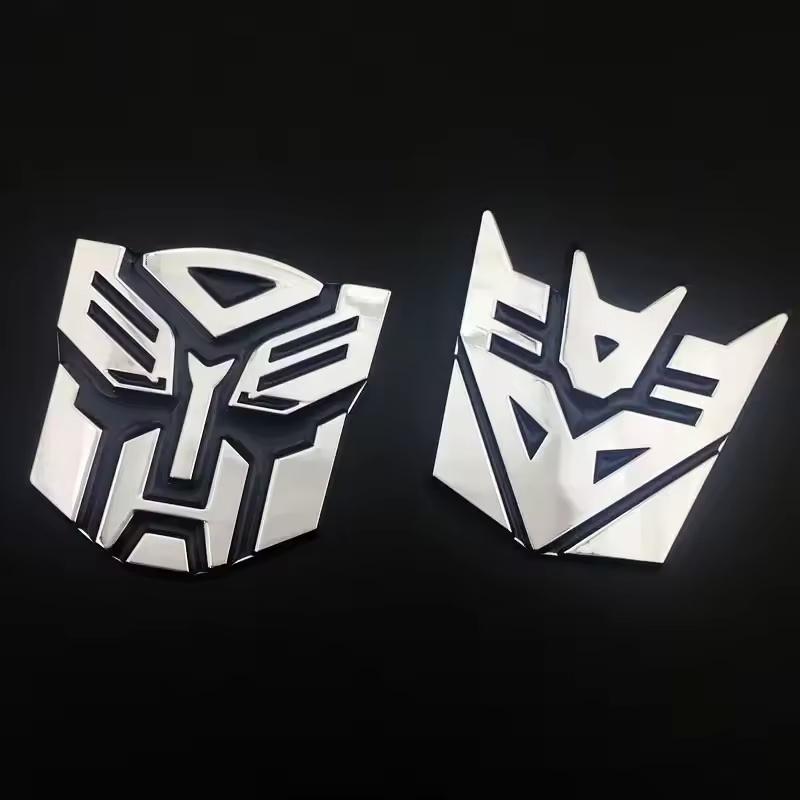 1Pcs 3D Metal Transformers Car Rear Boot Trunk Side Fender Emblem Badge Sticker Decals Accessories