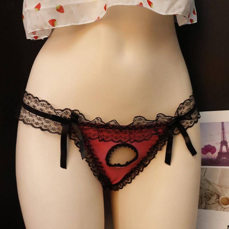 Unisex Atviras Failas Kelnaitės Vyrams Seksualus Maišelis Kvėpuojantis Sissy Atsidengęs Varpa Gėjų Nėriniai Bikini Kelnaitės Žemas Juosmuo Kvėpuojantys Apatiniai