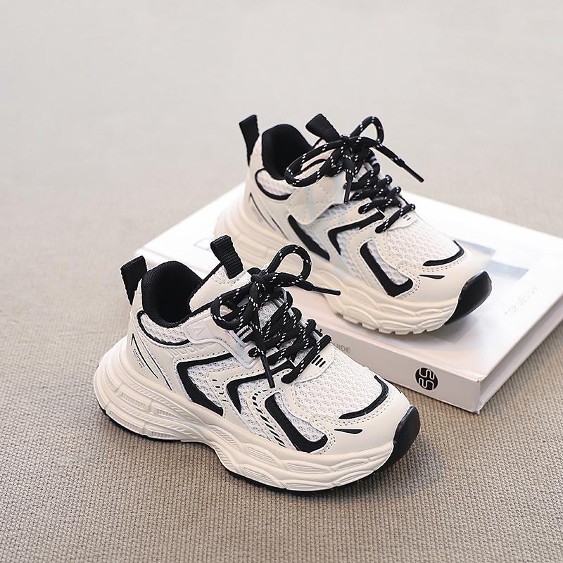 

Новые детские кроссовки из двойной сетки 2025 для мальчиков и девочек, кроссовки для папы, весенне-летние дышащие сетчатые студенческие кроссовки для бега 30 чёрный