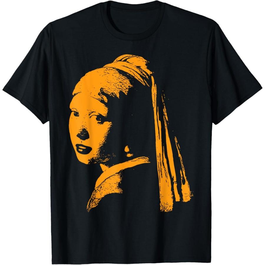 Orange Monochrome Girl with a Pearl Earring Johannes Vermeer T-Shirt S