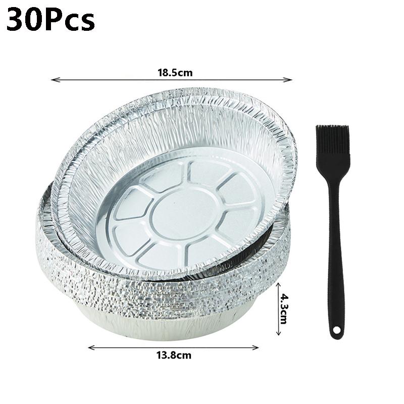 

100Pcs Disposable Foil Tray with Oil Brush-Non-Stick Durable Food Containers for Baking Cooking Heating And Storing Kitchen Tool