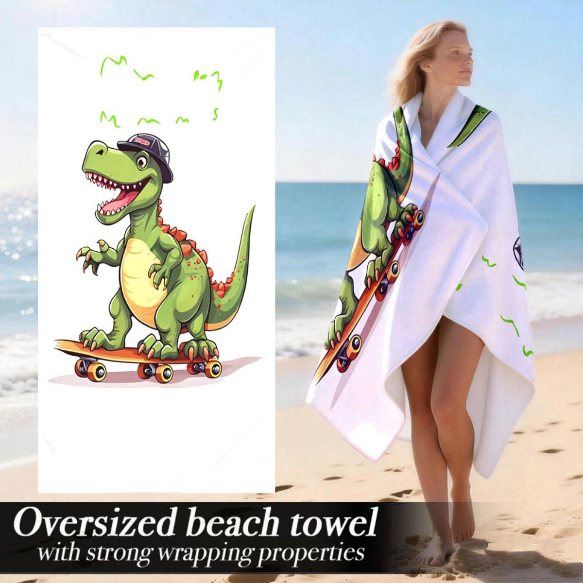 

Skateboard Dino Oversized Beach Towel – Soft & Lightweight, Fun Cartoon Design, Perfect for Outdoor & Gift Use 80x160cm W40*H60(CM)