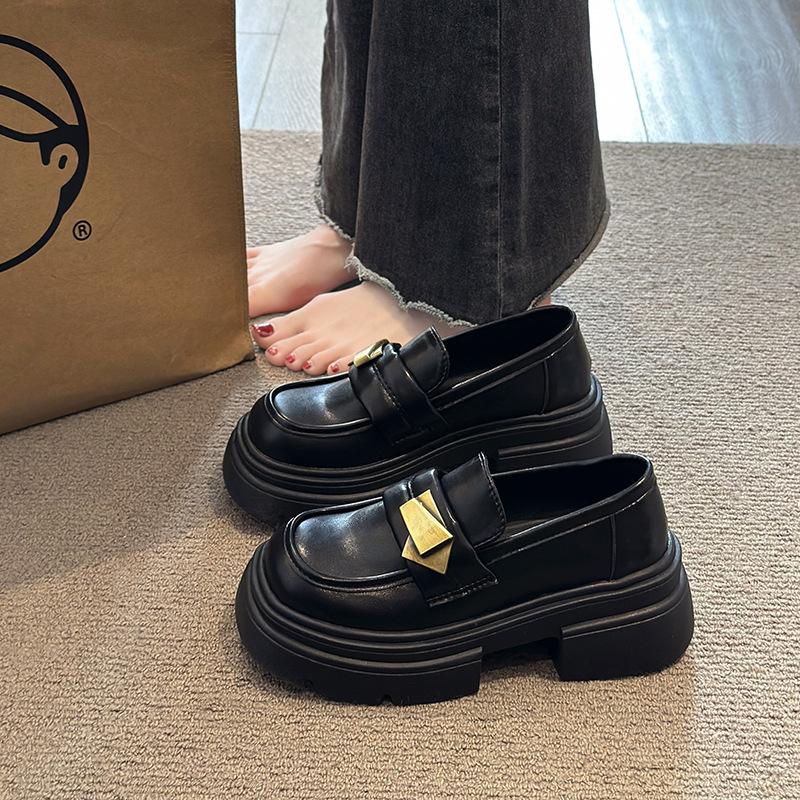 Black platform British style small leather shoes women's 2025 spring and autumn new retro Mary Jane one-pedal loafers single shoes