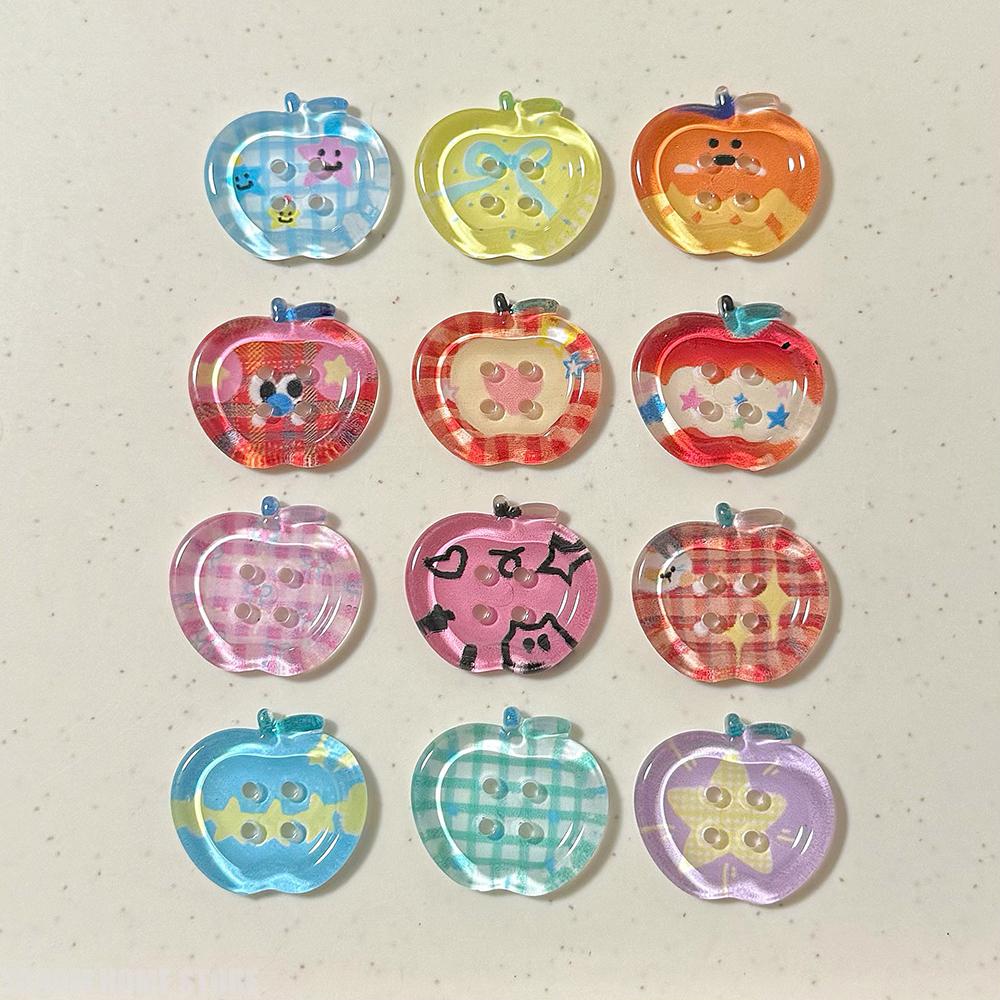 10pcs Dopamine Color Apple Translucent Buttons for Crafts Resin Accessories Clothing Sewing Supplies Sweaters Materials