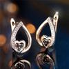 Fashion Love Heart Black Cubic Zircon Drop Earrings for Women Gold Color Daily Jewelry Gift