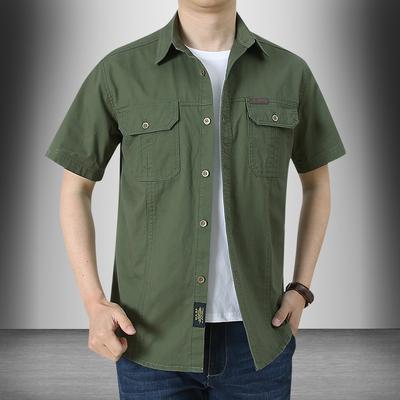 Summer Casual Short-sleeved Shirt Tide Big Yards Loose Men's Military Uniform Shirt Men Thin Section Comfortable and Durable Men's Tops