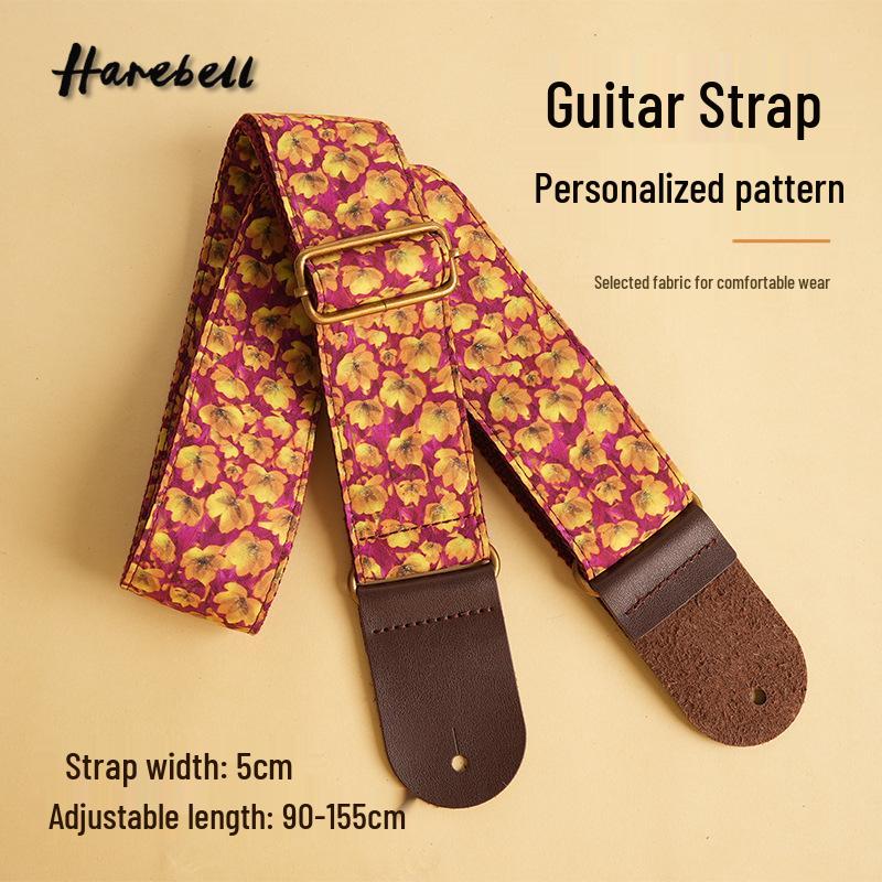 Народная гитара с ретро-цветочным узором - Золотисто-желтая (PO-094) Golden Yellow Wind Retro Floral