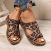 Fashion Ladies Shoes 2025 Leopard Print Women's Slippers Fashion Outdoor Casual Sandals Summer Plus Size Open Toe Concise Wedge Slippers