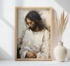 Poster The Holy Silence of Jesus Poster The Holy Silence of Jesus, 30X40 Cm, White Wooden Frame, 230 Gsm Matte Paper