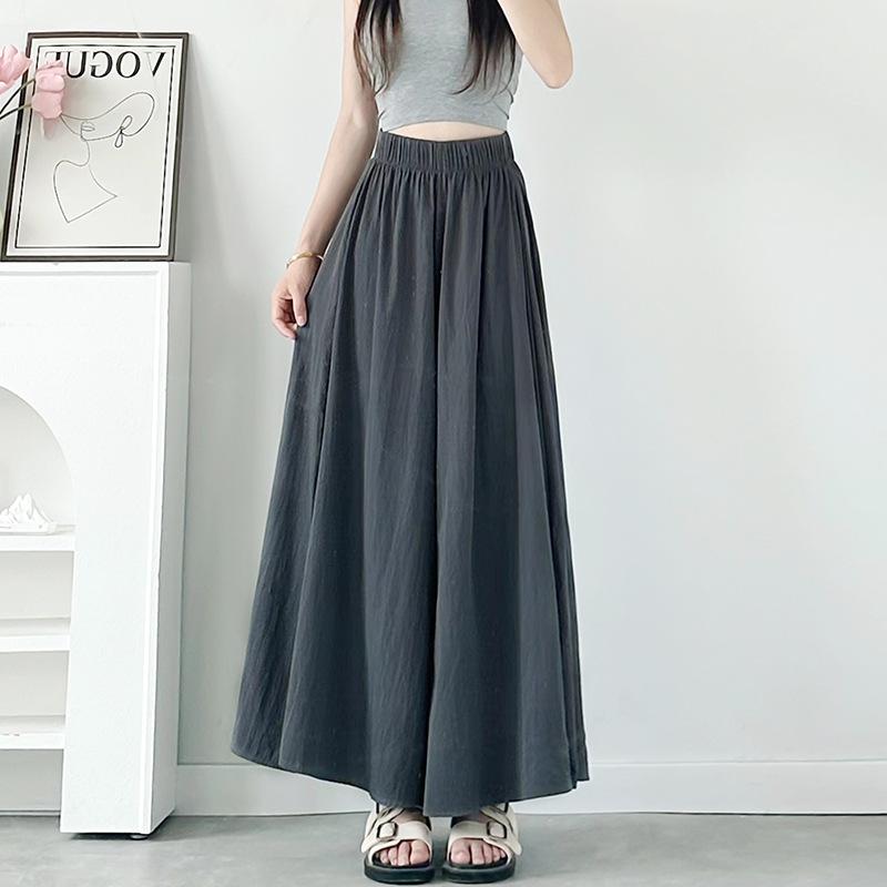 New Summer Thin High-waisted A-shaped Casual Wide-leg Pants Pleated Skirt Pants