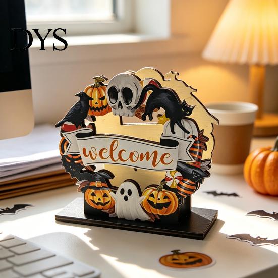 Seasonal Tabletop Ornament Halloween Wooden Napkin Holder, Ghost Pumpkin Decorative Tissue Dispenser, Festive Desktop Decoration Paper Storage