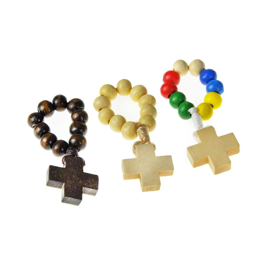 Classical Religious Finger Rosary Wood Beads with Crosses for Daily Wear or Gift for Spiritual Comfort Religious Gift