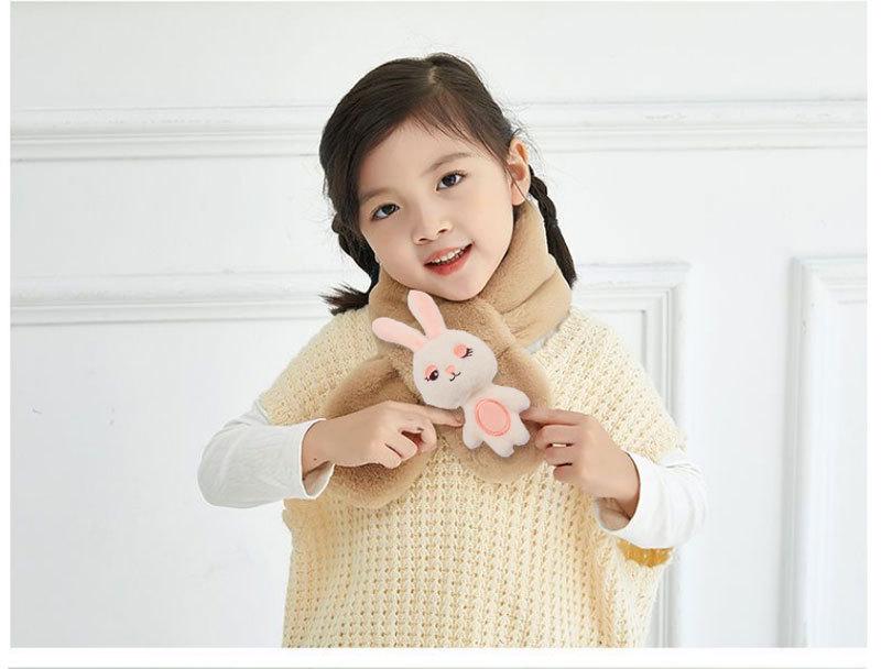 Autumn & Winter Plush Children's Scarf: Cute Korean-Style Rabbit Neck Warmer for Cold Protection
