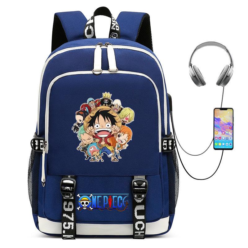 Riman ONE PIECE One Piece Peripheral Backpack, Youth Large-capacity Schoolbag USB Computer Bag