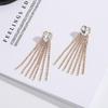 Versatile Japanese-Korean Gemstone Chain Earrings: Trendy Long Pendant Style for Women