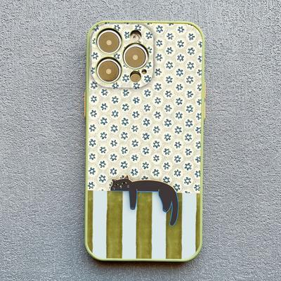 Schönes gestreiftes Cartoon-Katzenmuster Handyhülle Für iPhone 13 Mini 12 11 Pro Max 17 16 15 14 Pro Max Plus XR XS X 16 Plus Hüllen