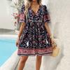 Women's Summer Vacation Printed Short-sleeved Dress