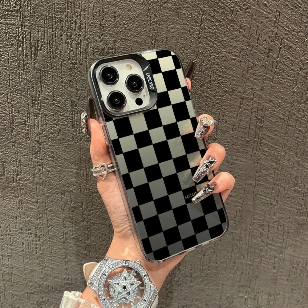 Modern Geometric Checkered Pattern Phone Case For iPhone 11 12 13 14 15 16 Pro Max 7 8 14 15 16 Plus X XR XS Max Protection Case