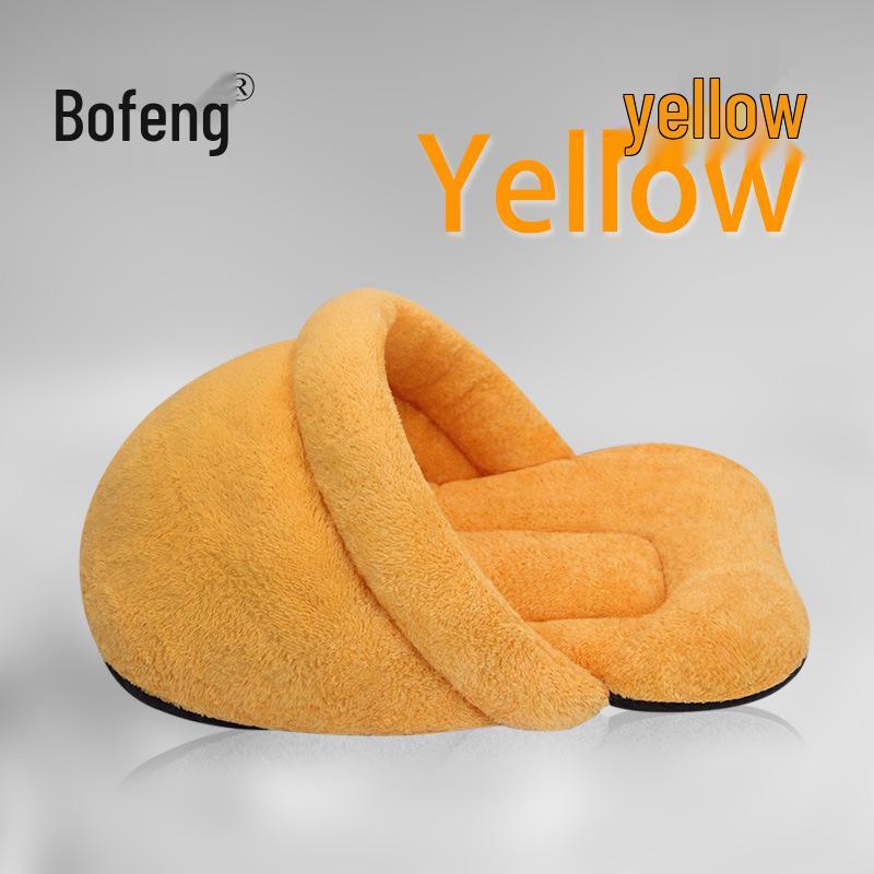 Plush Sleeping Bag Cat & Small Dog Bed, Semi-Closed Slipper Style, Cozy & Warm for All Seasons