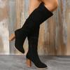Stivali Donna Moda Inverno Nuovi Zip Laterale Tubo Lungo Scamosciato Sintetico Comfort Antiscivolo Tacco Alto Stivali Mujer