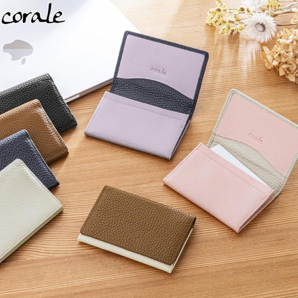 Corale Women's Business Card Case, Genuine Italian Leather with Prism Design, Stylish Card Case for Women (Brown)