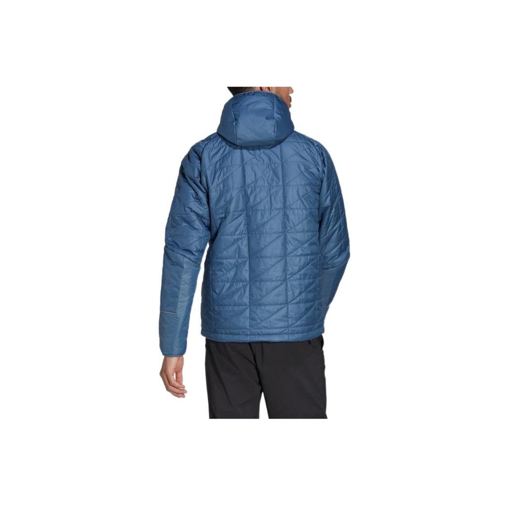 adidas Solid Color Logo Print Zipper Hooded Long Sleeve Cotton Jacket Men Jackets Blue HF0832