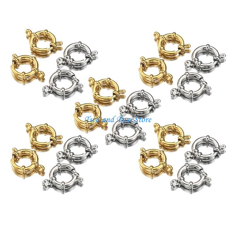 HX6F Pack of 10 Multi Functional Stainless Steel Necklace Connector with Spring Clasp