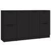 VidaXL Buffet 3 pcs, Meubles de Rangement avec Porte, Armoires de Rangement, Buffets de Salon Salle de Séjour, Moderne, Noir 3115845