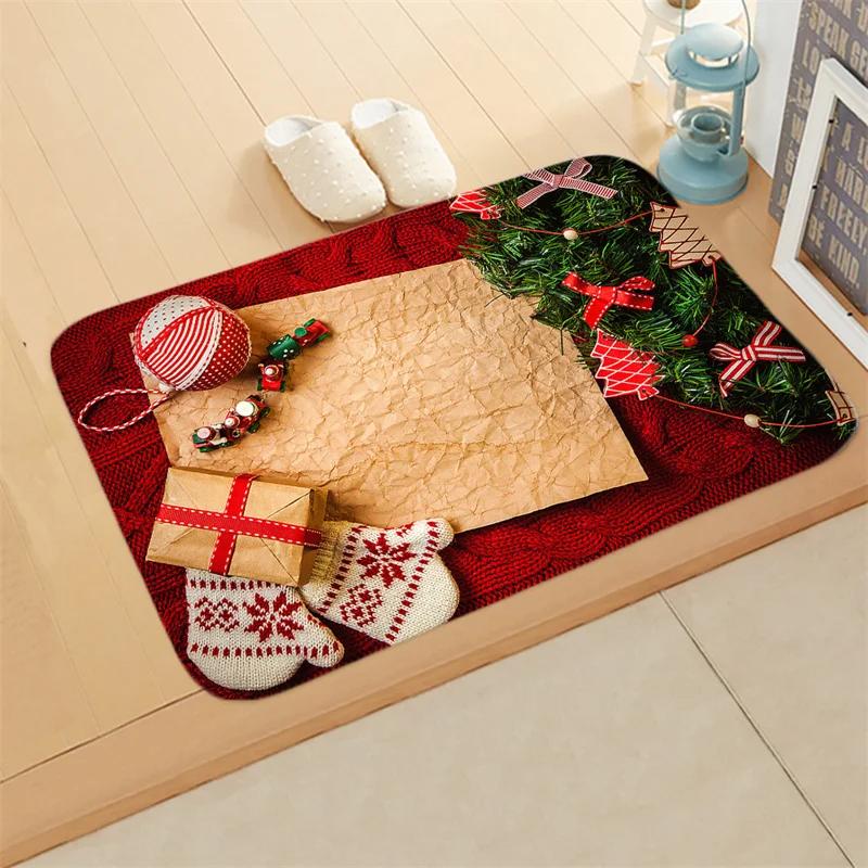 40X60Cm Christmas Outdoor Doormat Merry Christmas Tree Door Mat Red Non-Slip Floor Mats Decorative Entrance Door Rugs