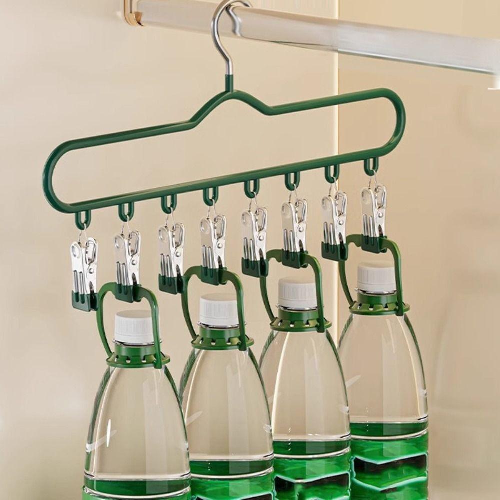8 Clips Clothes Hanger Windproof Socks Underwear Clips Clothes Drying Rack  for Home Dormitory