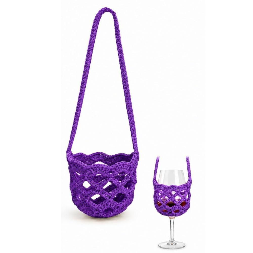 Knitted Wine Bottle Carrier Solid Color Mesh Tote Bag Portable Water Tote Bag Party Decor