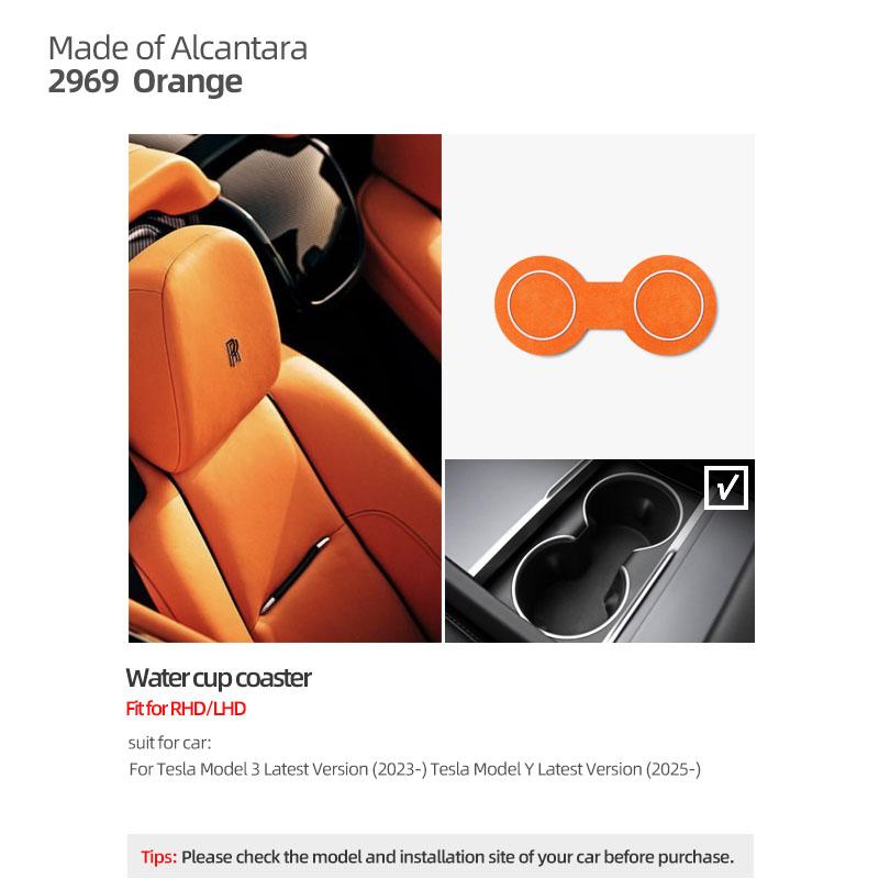 For Tesla 2018- Model 3 Highland Y Juniper Made of Alcantara Wireless Charge Panel Trim Sticker Cup Mat Car Interior Accessories