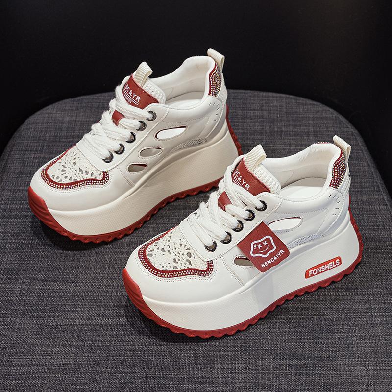 

Leather hollow dad shoes women s 2025 summer new casual fashion Internet celebrity explosive version of the heightening platform women s sandals 34