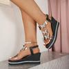 Women High Heels Wedge Sandals  Rhinestones Popular Among Toe Flat Shoes Women Platform Fashionable Butterfly Decoration Sandals
