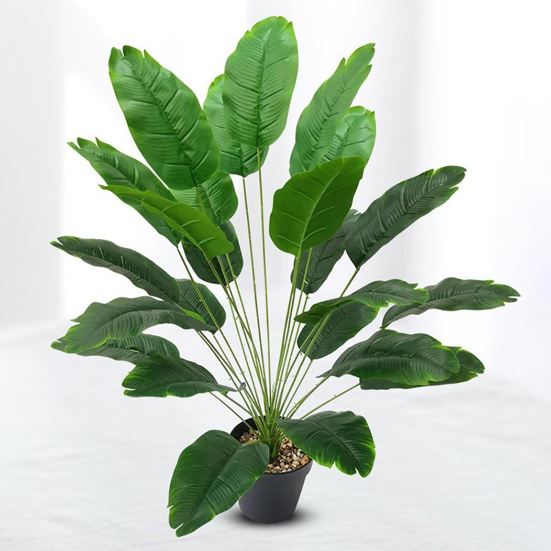 Large Tropical Palm Tree Plants Leaves Real Touch Fake Large Banana Plants Leaves Green Plant Branch Bouquet  Home Garden Decor