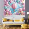 2D HD Girl Party Backdrop, Pastel Balloons and Teddy Bears Photo Background Cloth