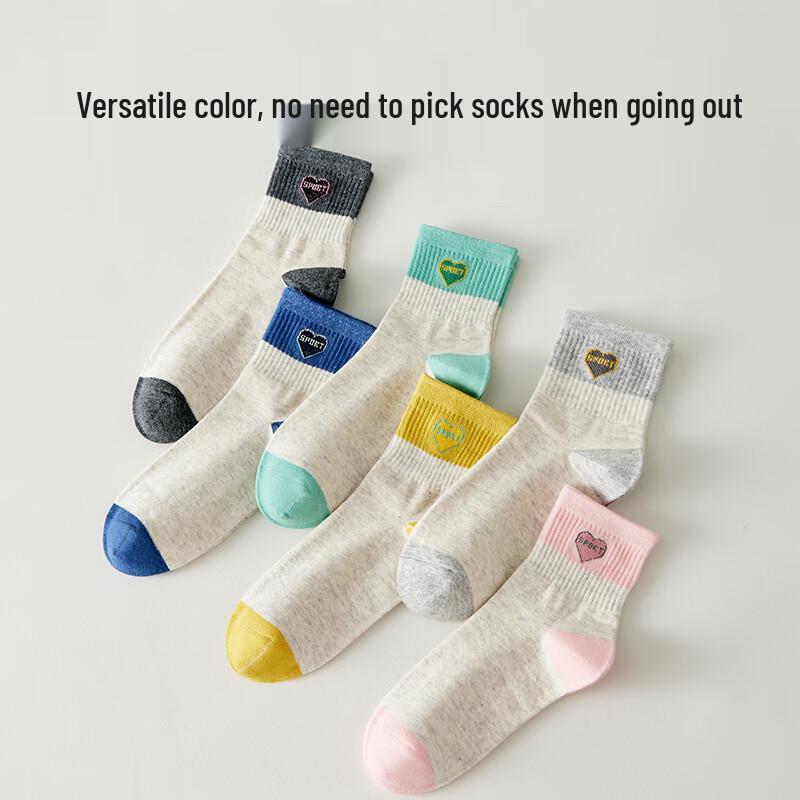 Caramella Women's 100% Cotton Antibacterial Crew Socks