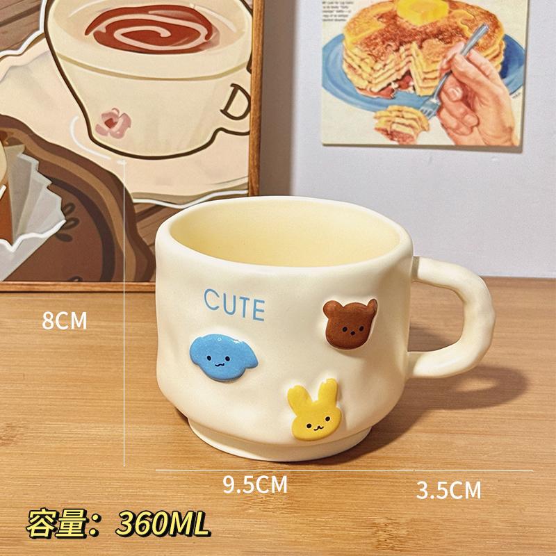 

Cute cartoon mug Ceramic Bear pattern With a cover Spoon Office drinking couple s cups Birthday present