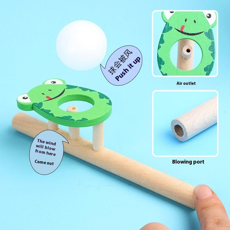 Cartoon Foam Ball Blower Traditional Wooden Rods Blowing Ball Game Fun Gadgets Balance Training Educational Toys Learning Toys