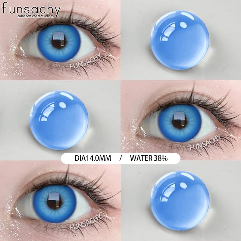 FUNSACHY 1 Pair Fashion Colored Contact Lenses for Cosplay Green Pink Anime Cosplay Lens Beauty Halloween Makeup Eye Soft Lens