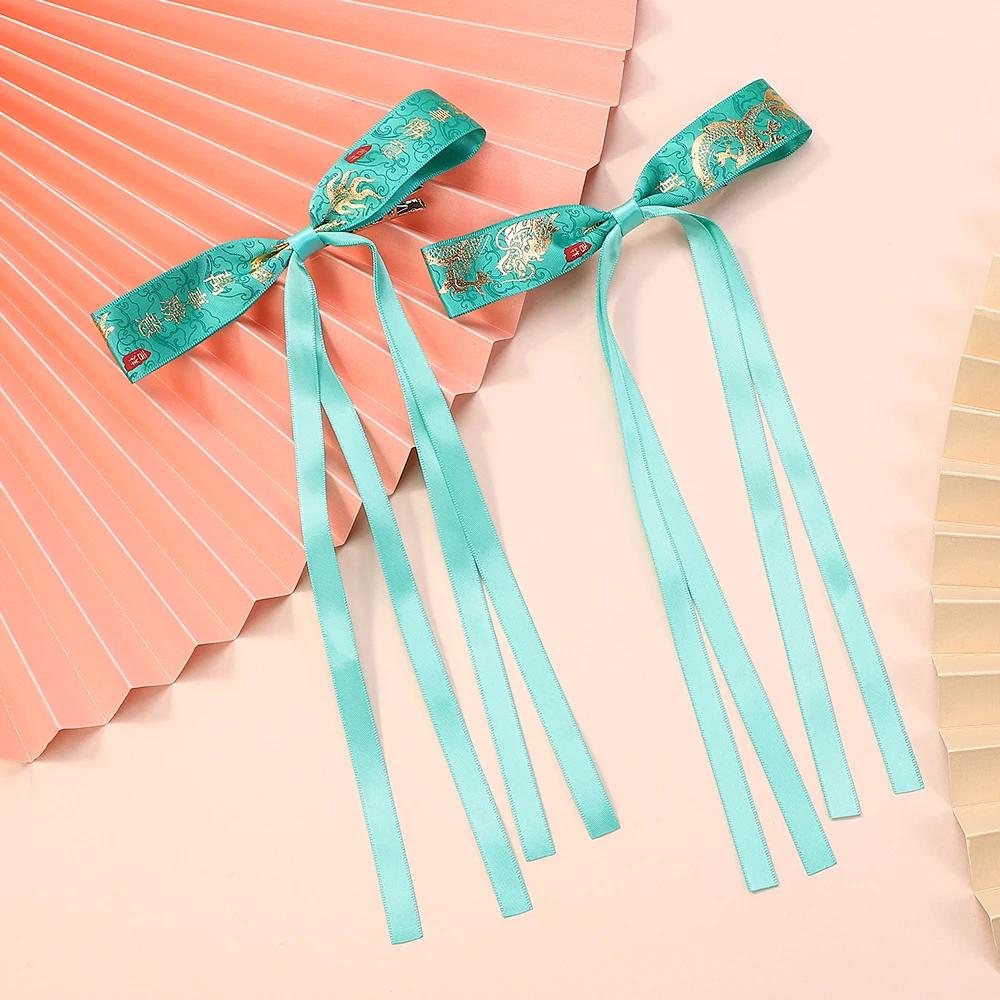 2pcs Long Tassel Ribbon Hairpin Cute Candy Bow Clip for Women Girls Party Gifts Headwear Side Clips Hair Accessories