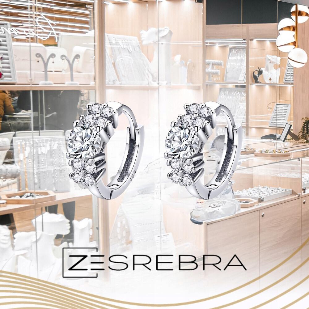 S925 Earrings, Delicate Large Cubic Zirconia, English Crystal Clasp