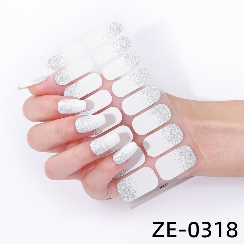 Neue einfarbige Glitzer-Nagelsticker, 16-Finger-Bestseller-Nagelsticker auf Amazon, Vollabdeckung.