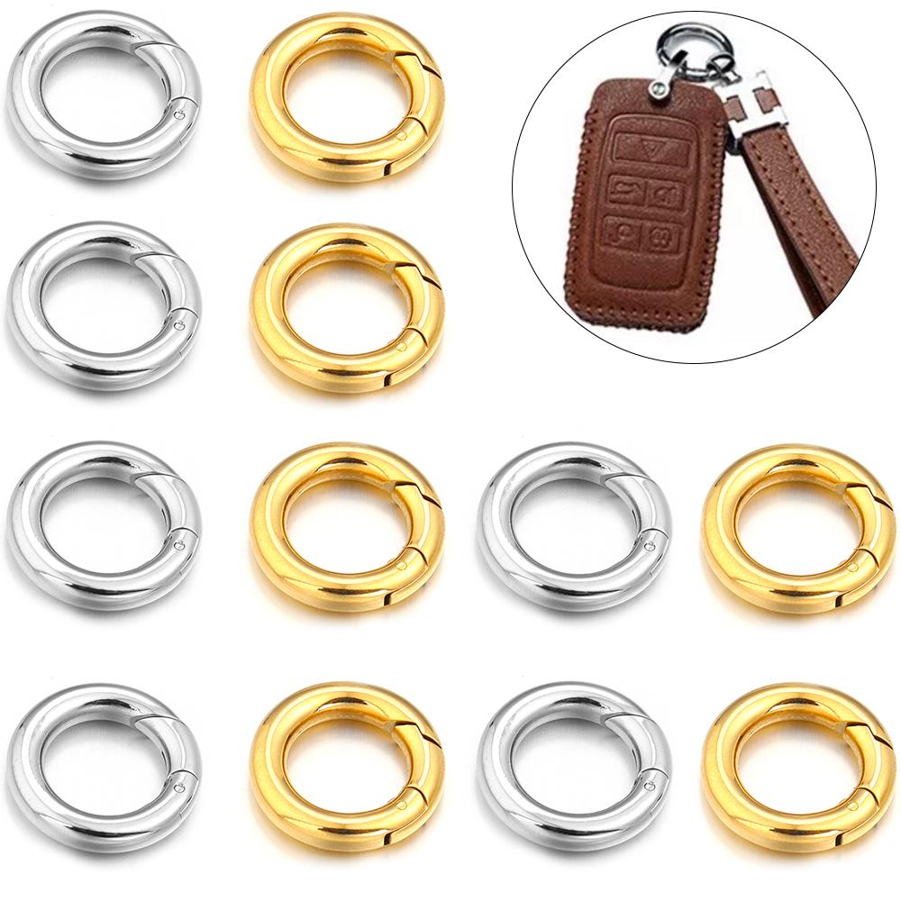 1Pc 16/18/20/24/28mm Stainless Steel O Ring Spring Clasps Round Snap Carabiner Hook Buckle Connector DIY Keychain Jewelry Making