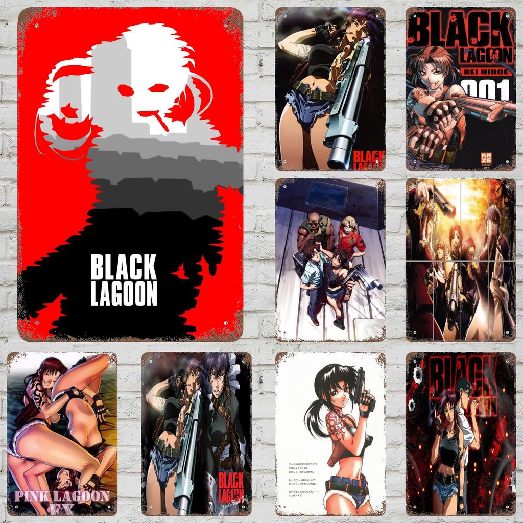 black lagoon 3 cartoon Decor Vintage Metal Signs Tin Signs Captain Poster Decor for Bar Pub Club Man Cave Wall Decoration