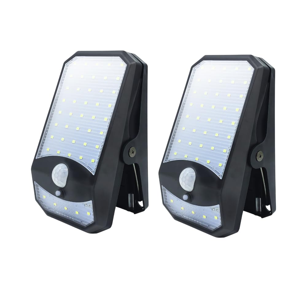 

[Set of 2] Solar Sensor Light, Clip-on Light, Camping Light, Security Light, Motion Sensor, Outdoor, Waterproof LED Spotlight, Cordless LED Light,