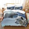 Leopard Duvet Cover Set King Size 3D Animal Print Bedding Set Wildlife Polyester Comforter Cover Set Red Rose For Kids Boys Girl