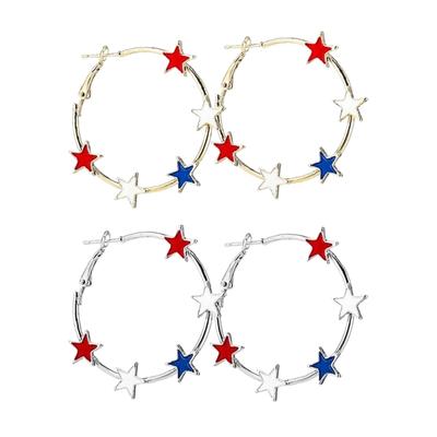 Geometric Alloy Earrings Five Point Star Designs Casual Wear Daily Outfit Versatile Fashion Accessory
