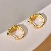 Huitan Hoop Earrings for Women Gold Color with Bright Green/White CZ Gold Color Elegant Party Wedding Trendy Accessories JewelryGood product