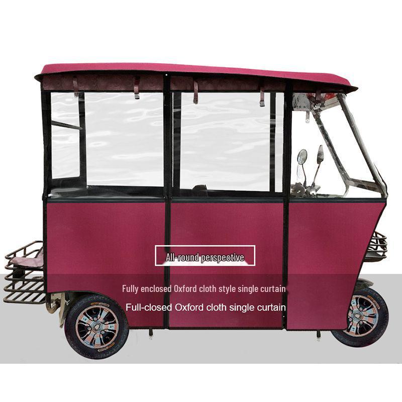 Windproof & Rainproof Fully-Enclosed Electric Tricycle Canopy for Seniors